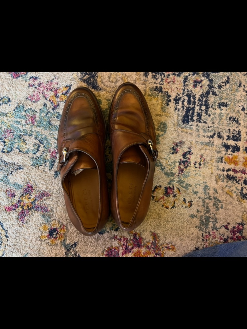 Gucci. Men's Brown Leather Monk Strap Dress Shoes - Picture 2 of 5